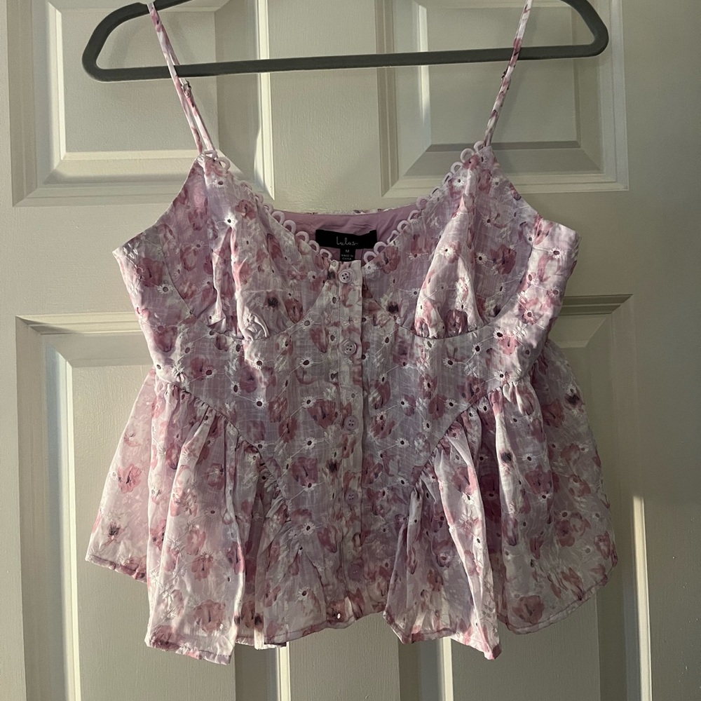 Lulu's Pink Peplum Buttoned Camisole